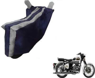 MOCKHE Two Wheeler Cover for Royal Enfield(Classic 350, Black, Silver)