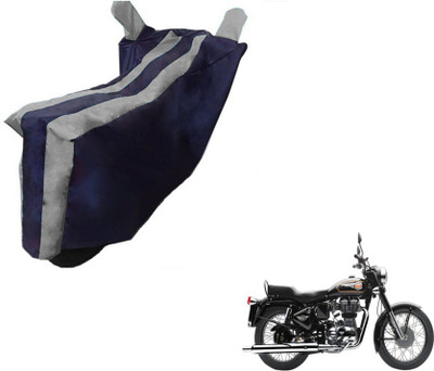MOCKHE Two Wheeler Cover for Royal Enfield(Bullet 350, Black, Silver)