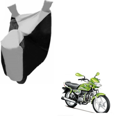 MOCKHE Two Wheeler Cover for Hero(HF Deluxe, Black, Silver)