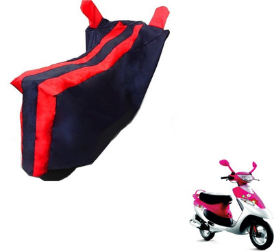 MOCKHE Two Wheeler Cover for TVS(Scooty Pep+, Black, Red)