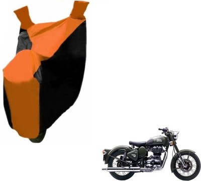 MOCKHE Two Wheeler Cover for Royal Enfield(Battle Green, Black, Orange)