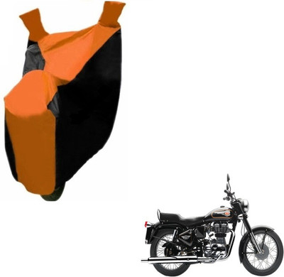 MOCKHE Two Wheeler Cover for Royal Enfield(Bullet 350, Black, Orange)