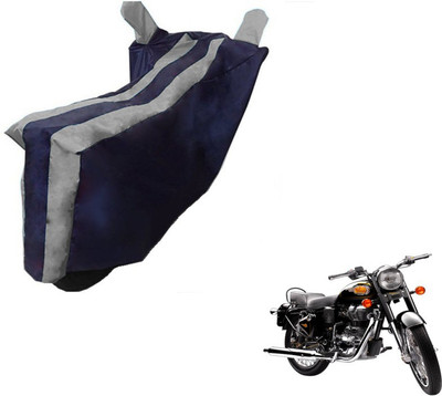 MOCKHE Two Wheeler Cover for Royal Enfield(Bullet 500, Black, Silver)