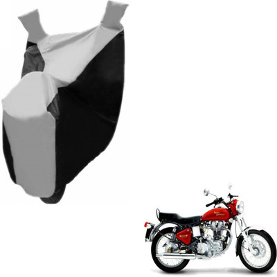 MOCKHE Two Wheeler Cover for Royal Enfield(Classic 500, Black, Silver)