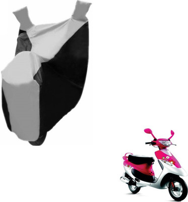 MOCKHE Two Wheeler Cover for TVS(Scooty Pep+, Black, Silver)