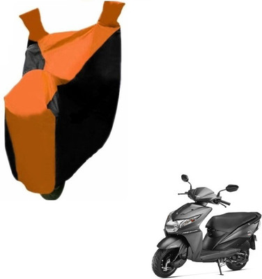 MOCKHE Two Wheeler Cover for Honda(Dio, Black, Orange)