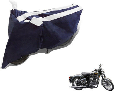 MOCKHE Two Wheeler Cover for Royal Enfield(Classic 500, Black, White)