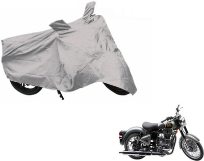 MOCKHE Two Wheeler Cover for Royal Enfield(Classic 500, Silver)