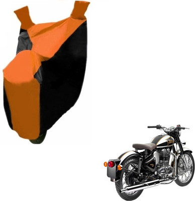 MOCKHE Two Wheeler Cover for Royal Enfield(Classic Chrome, Black, Orange)