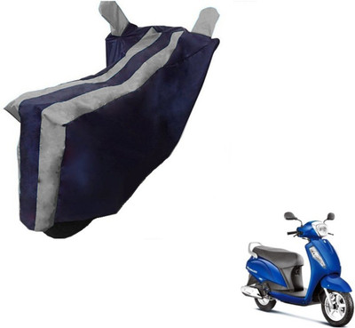 MOCKHE Two Wheeler Cover for Suzuki(Access, Black, Silver)
