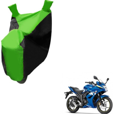 MOCKHE Two Wheeler Cover for Suzuki(Gixxer SF, Black, Green)