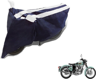 MOCKHE Two Wheeler Cover for Royal Enfield(Classic 350, Black, White)
