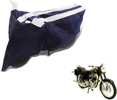 MOCKHE Two Wheeler Cover for Royal Enfield(Bullet 350, Black, White)