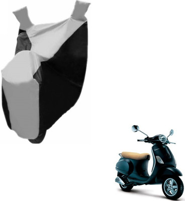 MOCKHE Two Wheeler Cover for Universal For Bike(Vespa, Black, Silver)