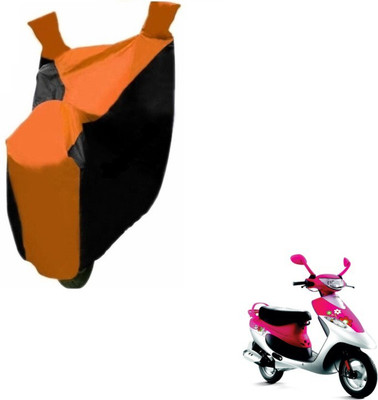 MOCKHE Two Wheeler Cover for TVS(Scooty Pep+, Black, Orange)