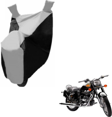 MOCKHE Two Wheeler Cover for Royal Enfield(Bullet 500, Black, Silver)