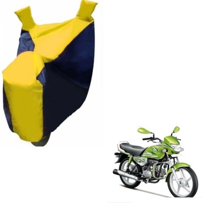 MOCKHE Two Wheeler Cover for Hero(HF Deluxe, Black, Yellow)