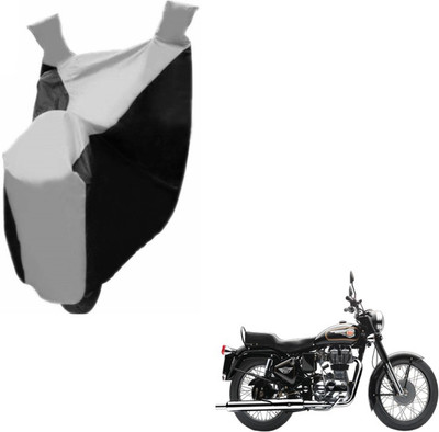 MOCKHE Two Wheeler Cover for Royal Enfield(Bullet 350, Black, Silver)