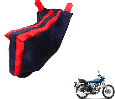 MOCKHE Two Wheeler Cover for Royal Enfield(Electra Delux, Black, Red)
