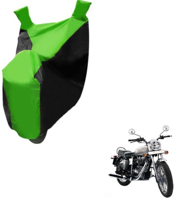 MOCKHE Two Wheeler Cover for Royal Enfield(Electra Delux, Black, Green)