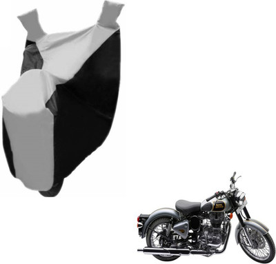 MOCKHE Two Wheeler Cover for Royal Enfield(Classic 500, Black, Silver)