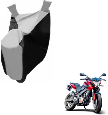 MOCKHE Two Wheeler Cover for Bajaj(Pulsar 200 NS DTS-i, Black, Silver)