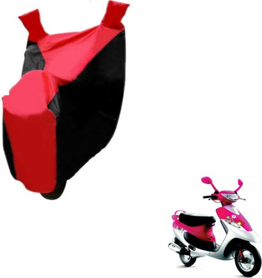 MOCKHE Two Wheeler Cover for TVS(Scooty Pep+, Black, Red)