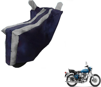 MOCKHE Two Wheeler Cover for Royal Enfield(Electra Delux, Black, Silver)