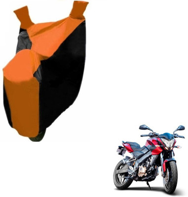 MOCKHE Two Wheeler Cover for Bajaj(Pulsar 200 NS DTS-i, Black, Orange)