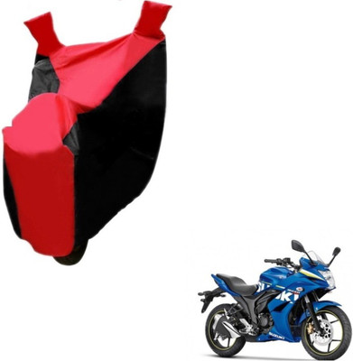 MOCKHE Two Wheeler Cover for Suzuki(Gixxer SF, Black, Red)