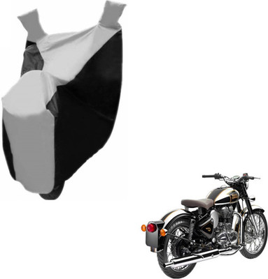 MOCKHE Two Wheeler Cover for Royal Enfield(Classic Chrome, Black, Silver)