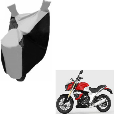 MOCKHE Two Wheeler Cover for Mahindra(Mojo, Black, Silver)
