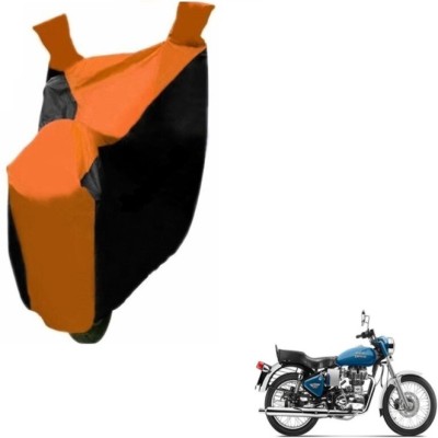 MOCKHE Two Wheeler Cover for Royal Enfield(Electra Delux, Black, Orange)