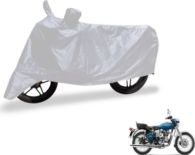 MOCKHE Two Wheeler Cover for Royal Enfield(Electra Delux, Silver)