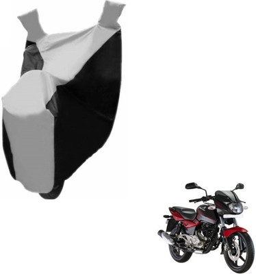 MOCKHE Two Wheeler Cover for Bajaj(Pulsar 180 DTS-i, Black, Silver)