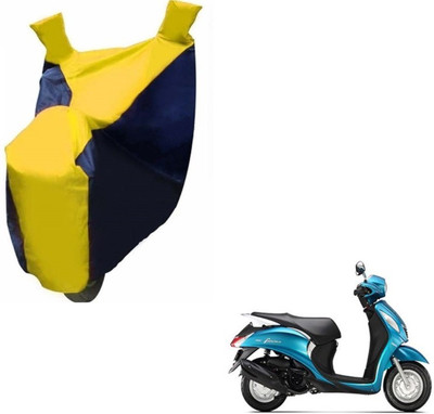 MOCKHE Two Wheeler Cover for Yamaha(Fascino, Black, Yellow)