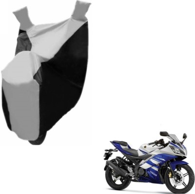 MOCKHE Two Wheeler Cover for Yamaha(R15, Black, Silver)