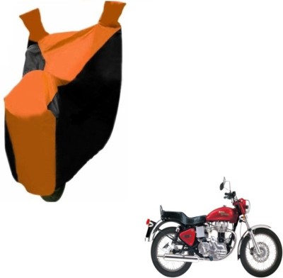 MOCKHE Two Wheeler Cover for Royal Enfield(Classic 350, Black, Orange)