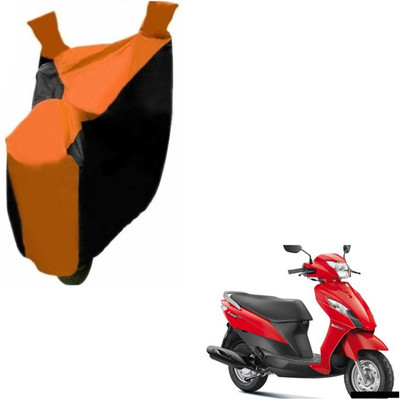 MOCKHE Two Wheeler Cover for Suzuki(Let's, Black, Orange)