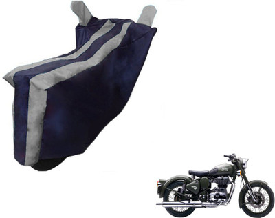 MOCKHE Two Wheeler Cover for Royal Enfield(Battle Green, Black, Silver)