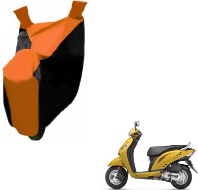 MOCKHE Two Wheeler Cover for Honda(Activa i, Black, Orange)
