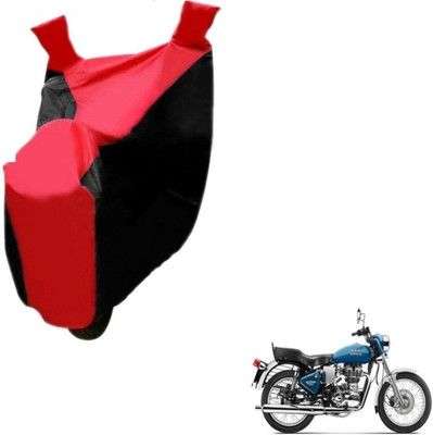 MOCKHE Two Wheeler Cover for Royal Enfield(Electra Delux, Black, Red)