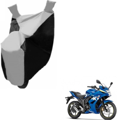 MOCKHE Two Wheeler Cover for Suzuki(Gixxer SF, Black, Silver)