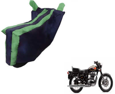 MOCKHE Two Wheeler Cover for Royal Enfield(500, Black, Green)