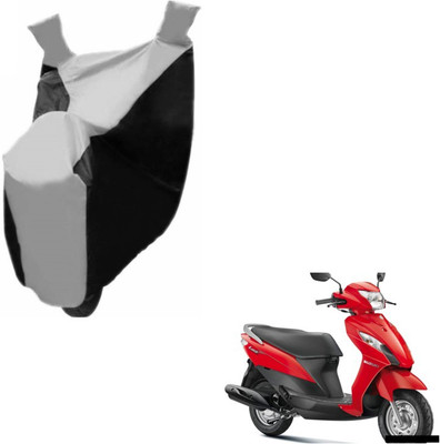 MOCKHE Two Wheeler Cover for Suzuki(Let's, Black, Silver)