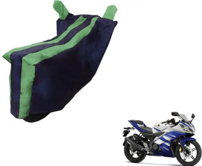 MOCKHE Two Wheeler Cover for Yamaha(R15, Black, Green)