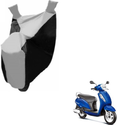 MOCKHE Two Wheeler Cover for Suzuki(Access, Black, Silver)