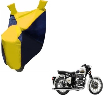 MOCKHE Two Wheeler Cover for Royal Enfield(Classic 350, Black, Yellow)