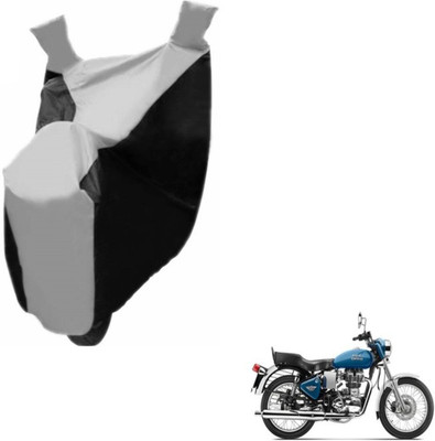 MOCKHE Two Wheeler Cover for Royal Enfield(Electra Delux, Black, Silver)