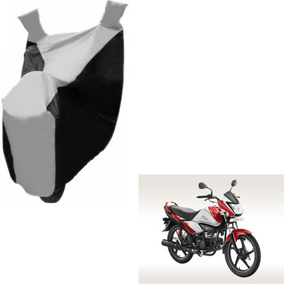MOCKHE Two Wheeler Cover for Hero(Splendor I Smart, Black, Silver)